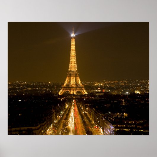 フランス パリ エッフェル塔の夜景 ポスター (正面)