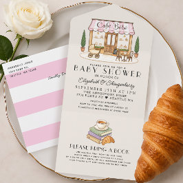 フランス パリ カフェ ベビーガール ベビーシャワー オールインワン招待状