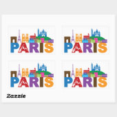 フランス,パリ |カラフルタイポグラフィ 長方形シール (シート)