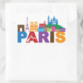 フランス,パリ |カラフルタイポグラフィ 長方形シール (バッグ)