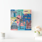 フランス，パリ スクエア壁時計 (ホーム)