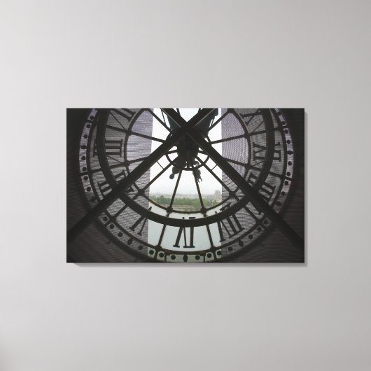 フランス、パリ。セーヌ川の向こう側を見る キャンバスプリント (正面)