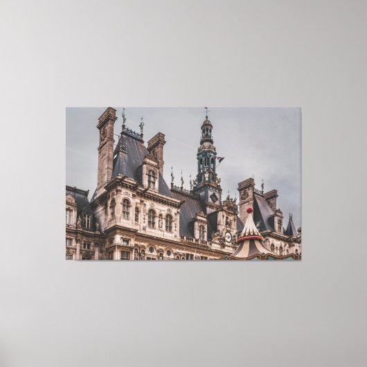 フランス，パリ，タウンホール建物 キャンバスプリント (正面)
