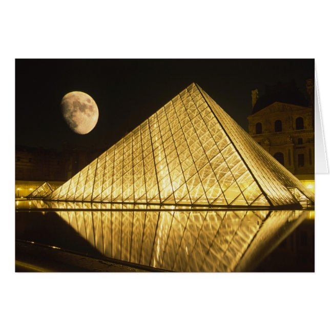 フランス, パリ, ルーブル美術館, 夜間 (正面横)