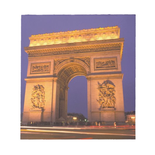 フランス、パリ、凱旋門の黄昏時。 ノートパッド (正面)