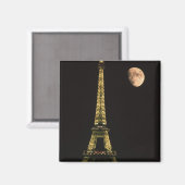 フランス, パリ。夜のエッフェル塔と マグネット (正面/裏面)