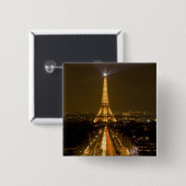 フランス、パリ。夜景のエッフェルタワー 缶バッジ (正面&裏面)