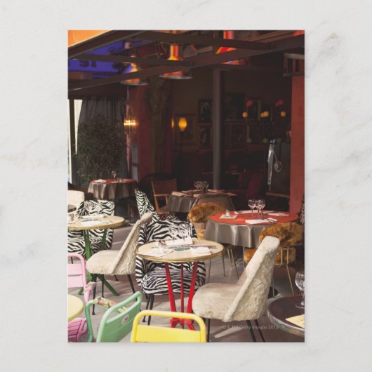 フランス、パリ、屋外カフェ ポストカード (正面)