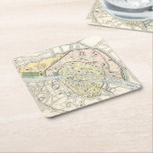 フランス,パリ:歴史,ヴィンテージの地図 スクエアペーパーコースター (アングル)