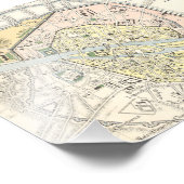 フランス，パリ：歴史，ヴィンテージの地図 フォトプリント            (角)