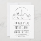 フランス パリ 結婚式 | スタイリッシュなスカイライン招待状 招待状 (正面)