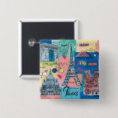 フランス,パリ 缶バッジ (正面&裏面)