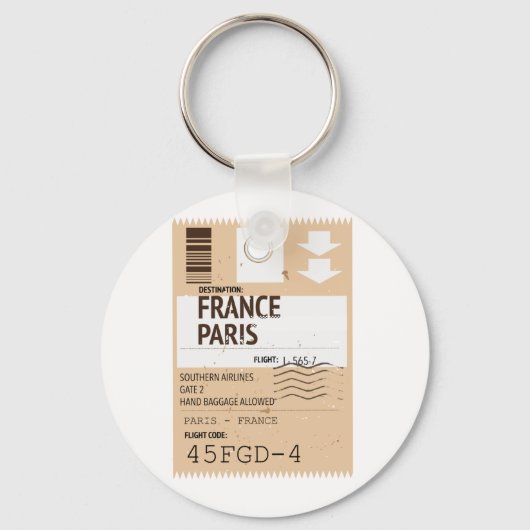 フランス パリ 飛行機 チケット ポスター キーホルダー (正面)