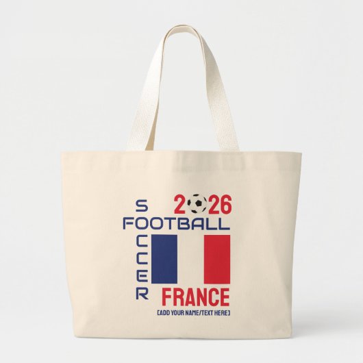 フランス フットボール カスタム 名前 2024 任意の年 ラージトートバッグ (正面)