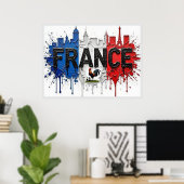 フランス フットボール 都市景観 油絵 スタイル アート ポスター (ホームオフィス)