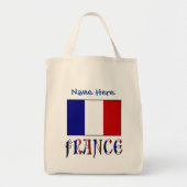 フランス フランス国旗 ブルー 名入れ トートバッグ (正面)