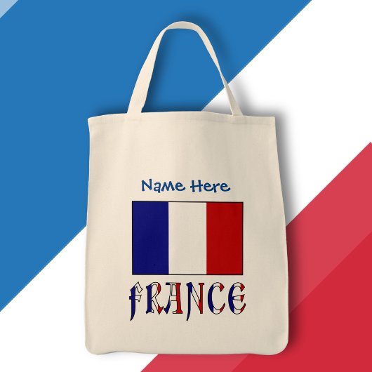 フランス フランス国旗 ブルー 名入れ トートバッグ