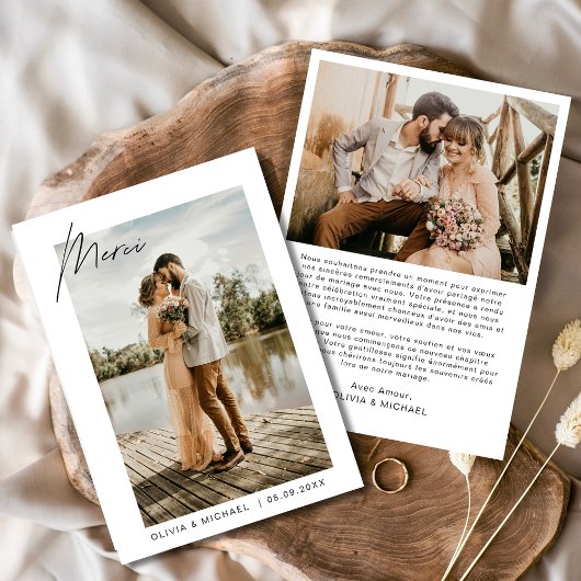 フランス フランセ 結婚 ありがとう フォト ミニマリスト 招待状