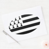 フランス,ブルターニュ国旗 楕円形シール (封筒)