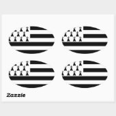 フランス,ブルターニュ国旗 楕円形シール (シート)