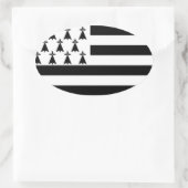 フランス,ブルターニュ国旗 楕円形シール (バッグ)