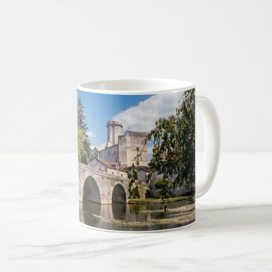 フランス ブルデイユ城と石橋 コーヒーマグカップ (正面右)