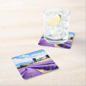 フランス，プロヴァンスの美しいラベンダー畑 スクエアペーパーコースター (インサイチュ)