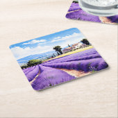 フランス，プロヴァンスの美しいラベンダー畑 スクエアペーパーコースター (アングル)
