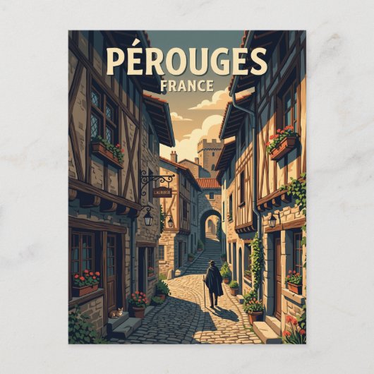 フランス・ペルージュの中世の路地 ポストカード (正面)