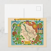 フランス ボルドー カラフルな地図 ポストカード (正面/裏面)