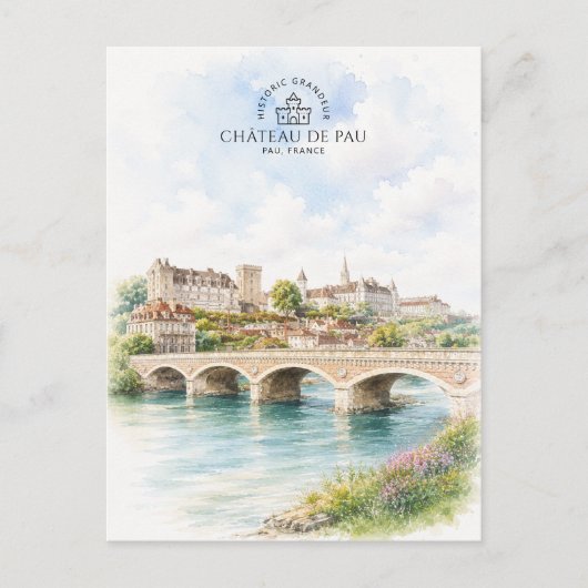 フランス ポー城と橋 Château de Pau Castle and Bridge ポストカード (正面)