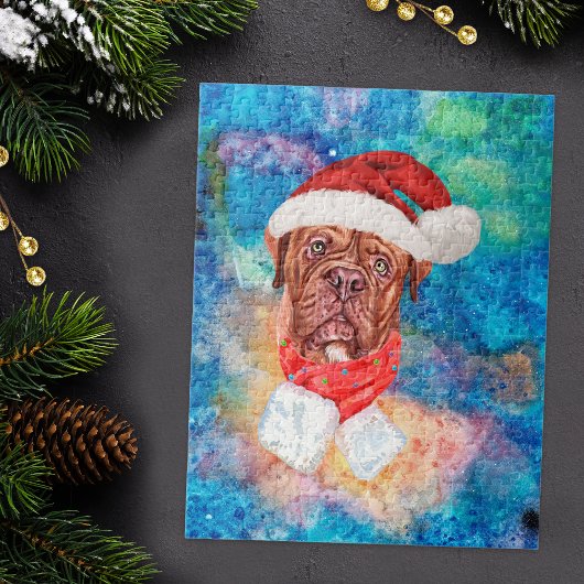 フランス・マスティフ犬のクリスマス ジグソーパズル