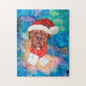 フランス・マスティフ犬のクリスマス ジグソーパズル (縦)