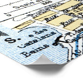 フランス，マルセイユヴィンテージの地図 ポスター (角)