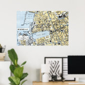 フランス，マルセイユヴィンテージの地図 ポスター (ホームオフィス)