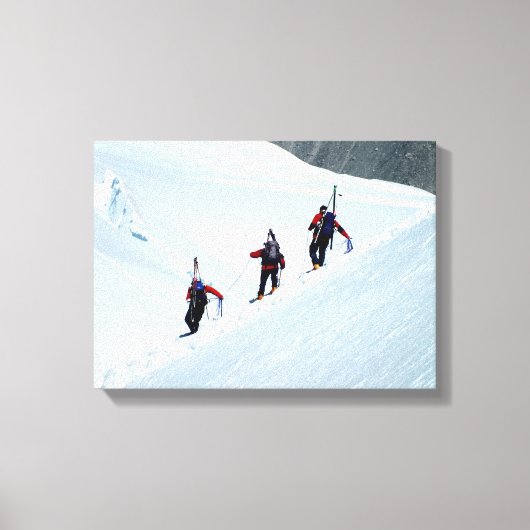 フランス、モンブランの登山者 キャンバスプリント (正面)