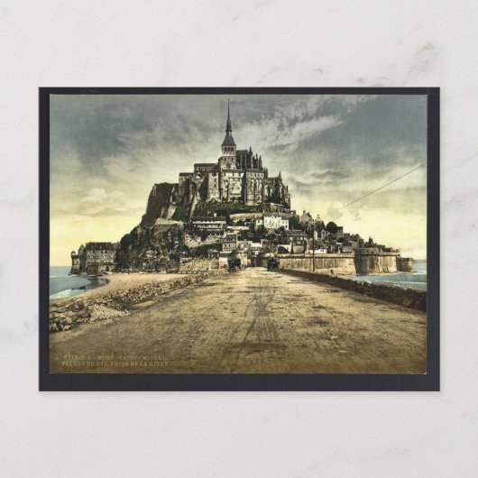 フランス、モン・サン・ミシェル、堤防からの南面 ポストカード (正面)