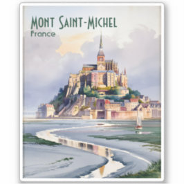フランス モン・サン・ミシェル 水彩画 旅行 ヴィンテージ シール