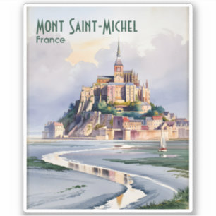 フランス モン・サン・ミシェル 水彩画 旅行 ヴィンテージ シール