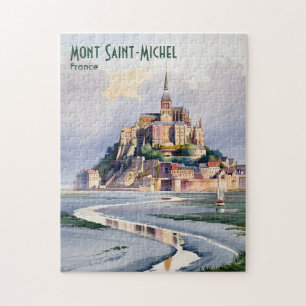 フランス モン・サン・ミシェル 水彩画 旅行 ヴィンテージ ジグソーパズル