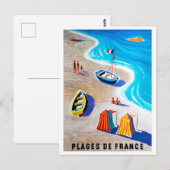 フランス リビエラ、海岸の人々、漁船 ポストカード (正面/裏面)