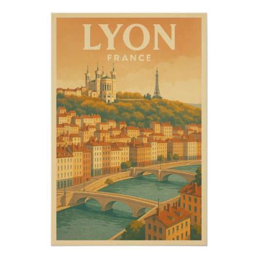 フランス リヨンのヴィンテージ旅行 ポスター (正面)