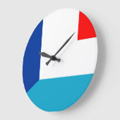 フランス・ルクセンブルク国旗の国半記号 ラージ壁時計 (傾斜)