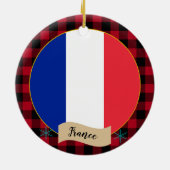 フランス、レッドバッファロープレイド&フランスの国旗 セラミックオーナメント (裏面)