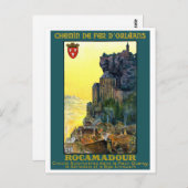 フランス ロカマドール ヴィンテージ トラベル ポスター 修復済み ポストカード (正面/裏面)