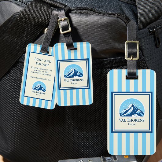 フランス ヴァル・トラン 山 スキー場 ストライプ ラゲッジタグ