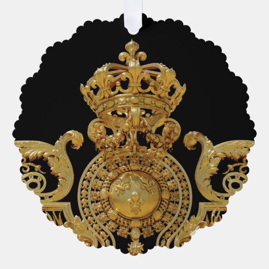 フランス ヴェルサイユ城の孤立した金色の門 オーナメントカード (正面)