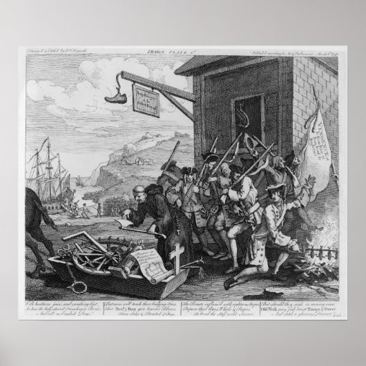 フランス、「侵略」のプレートI、1756年 ポスター (正面)