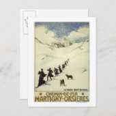 フランス – 僧侶スキー ポストカード (正面/裏面)