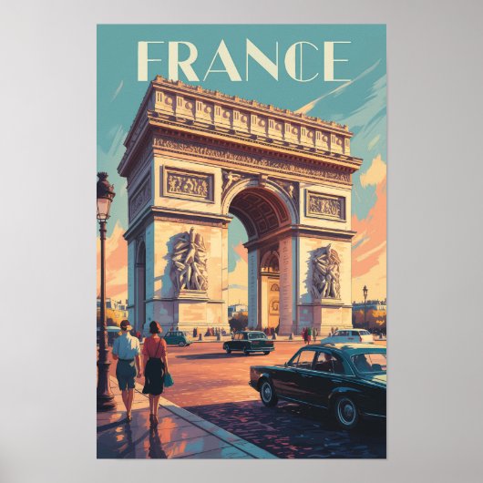 フランス+凱旋門+旅行+アート+ヴィンテージ ポスター (正面)